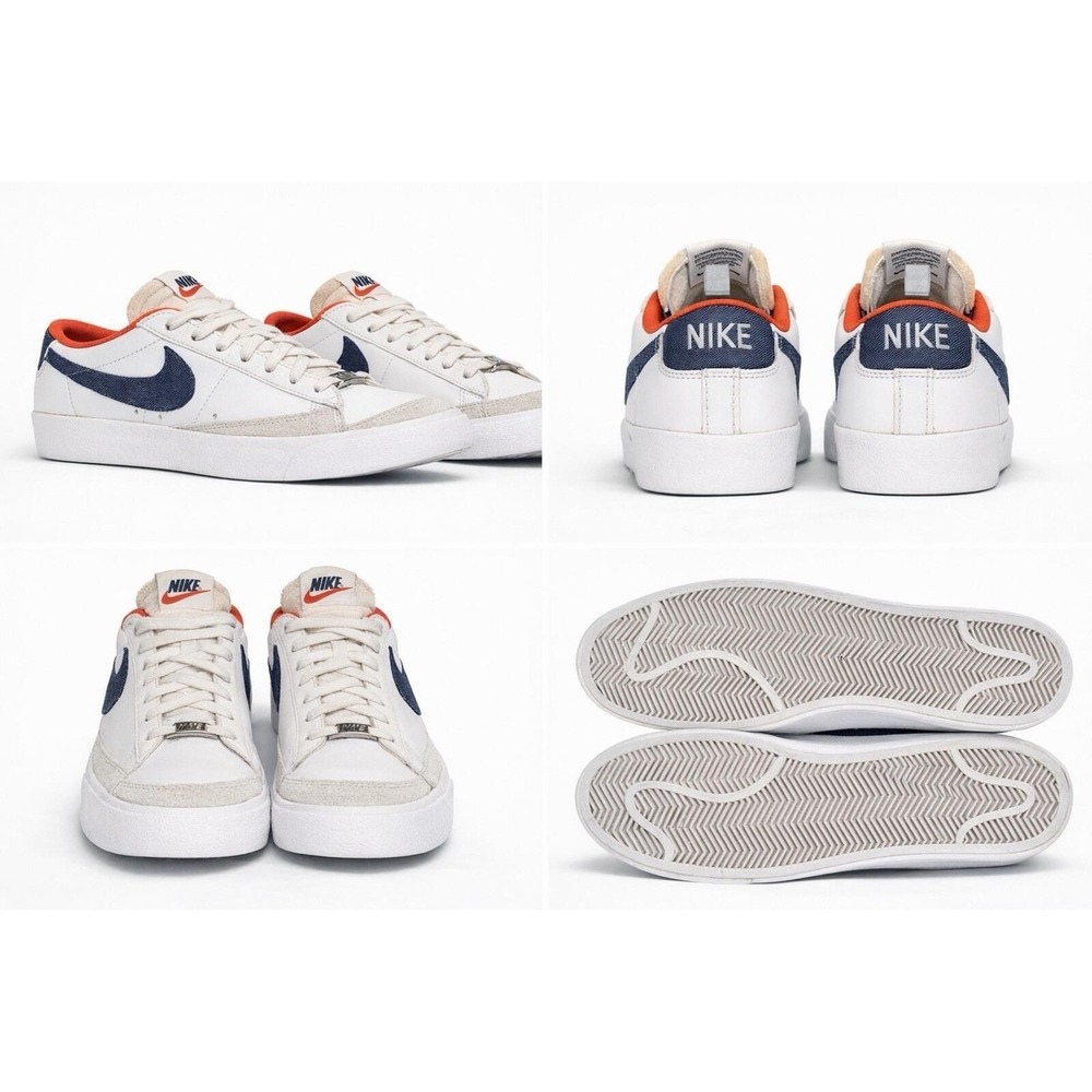 Size 9.5 Nike Blazer Low '77 USA Denim White Navy Blue Red DJ6201-100